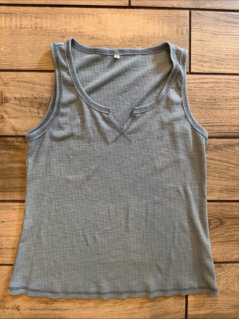 Amazon Ribbed Tank Top in Dusty Blue